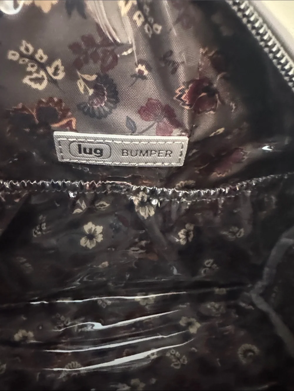 LUG Pearl Satin Luxe Bumper Quilted Cosmetic Pouch w/boho floral interior